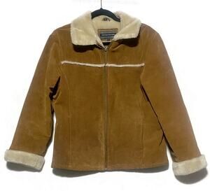Michael Michelle Suede Leather Jacket Teen Girl's Size Large Golden Brown